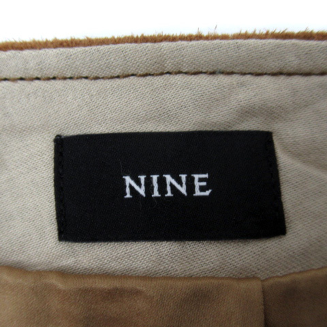 NINE(ナイン)のナイン NINE レザースカート ミニ丈 パンチングレース 0 茶 ブラウン レディースのスカート(ミニスカート)の商品写真