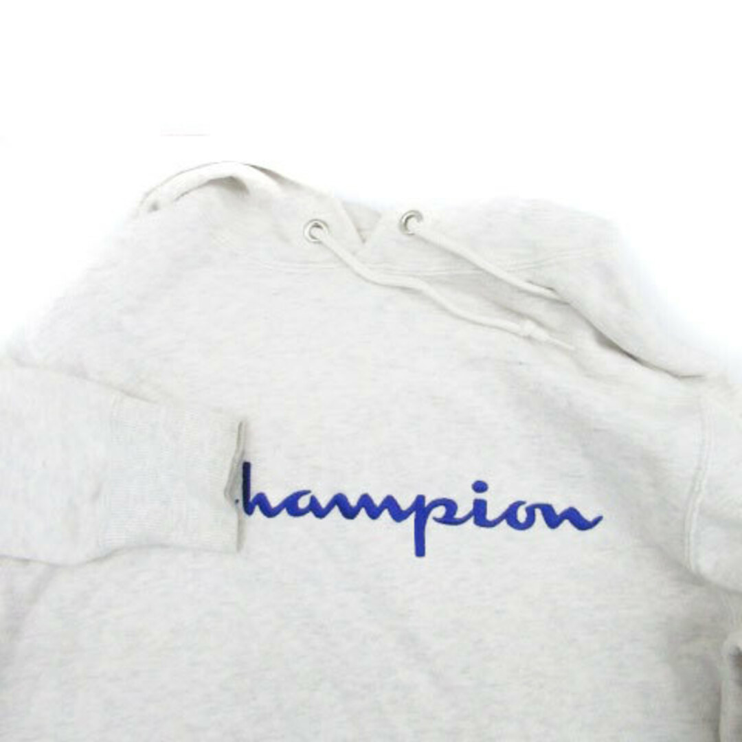 Champion(チャンピオン)のチャンピオン パーカー プルオーバー 長袖 ロゴ刺繍 M オフホワイト 青 レディースのトップス(パーカー)の商品写真