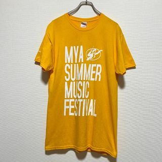 ミュージックティー(MUSIC TEE)のアメリカ古着　半袖Tシャツ　イエロー　プリントTシャツ　フェスTシャツ　E192(Tシャツ/カットソー(半袖/袖なし))