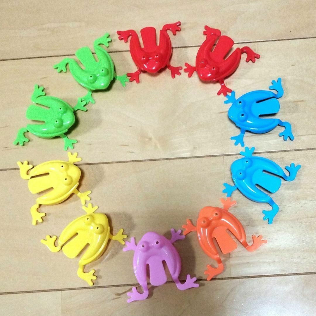 かえるさんジャンプ　10個セット　6色（赤、青、黄、黄緑、ピンク、オ キッズ/ベビー/マタニティのおもちゃ(知育玩具)の商品写真