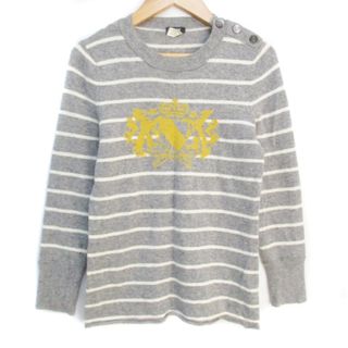 ジェイクルー(J.Crew)のジェイクルー ニット カットソー 長袖 ウール ボーダー柄 XS 杢グレー 白(ニット/セーター)