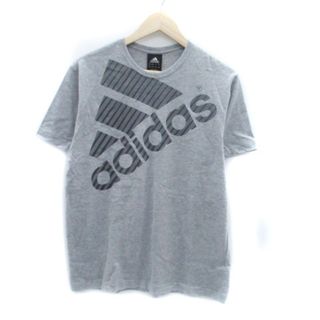 アディダス(adidas)のアディダス Tシャツ カットソー クルーネック 半袖 ロゴプリント L グレー(Tシャツ/カットソー(半袖/袖なし))