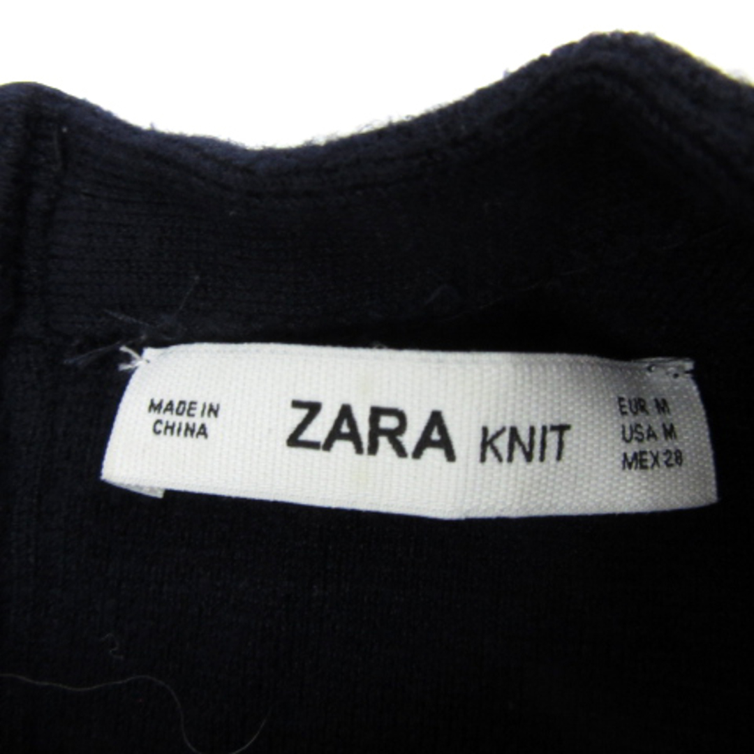 ZARA(ザラ)のザラ ニットワンピース ミニ丈 長袖 ラウンドネック 無地 M 紺 ネイビー レディースのワンピース(ミニワンピース)の商品写真