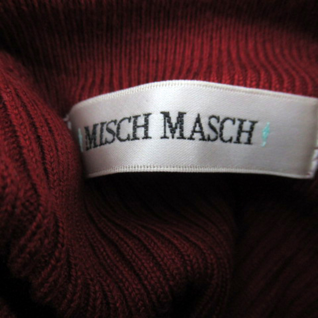 MISCH MASCH(ミッシュマッシュ)のミッシュマッシュ リブニット カットソー 長袖 ハイネック M レッド ■MO レディースのトップス(ニット/セーター)の商品写真