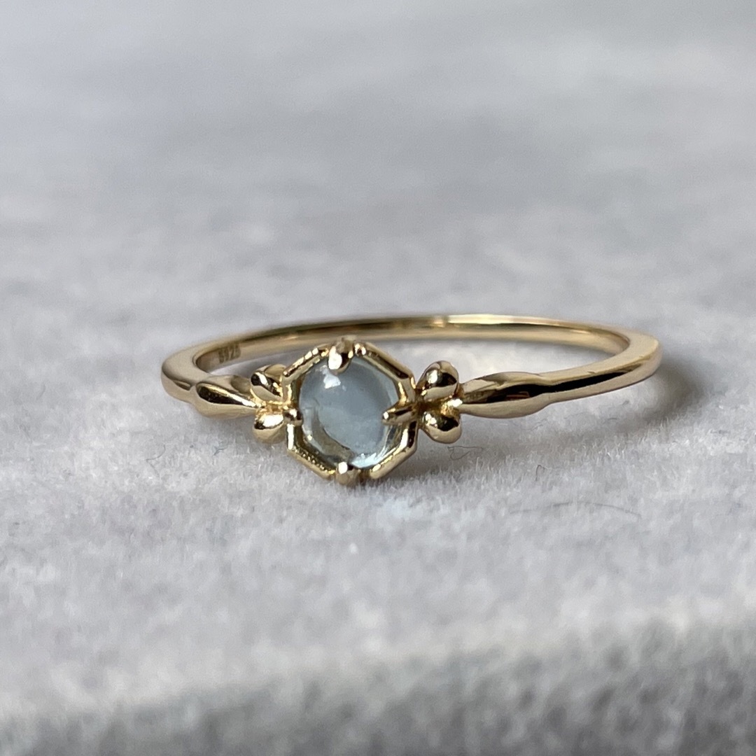 ミント飴　天然石 アクアマリン　アンティークデザイン　s925 指輪 レディースのアクセサリー(リング(指輪))の商品写真