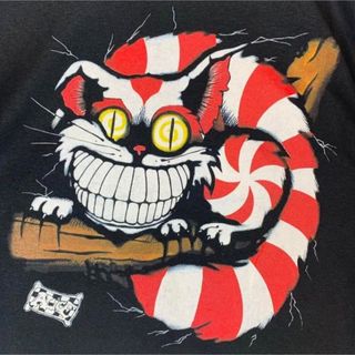 不思議の国のアリスチシャ猫AliceInWonderland黒Tシャツ他サイズ有(Tシャツ/カットソー(半袖/袖なし))