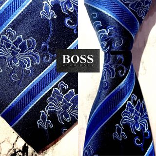 ヒューゴボス(HUGO BOSS)の【美品花ジャガードレジメンタル】243HUGO BOSS　ネクタイ　大谷(ネクタイ)