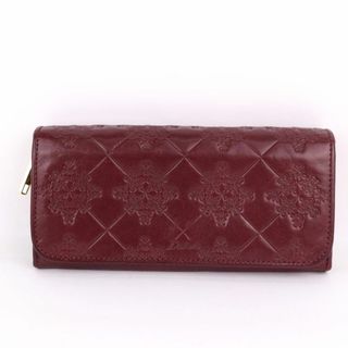 ダコタ ワインレッド 花柄型押し 長財布 有難い ダコタ ワインレッド 花柄型押し 長財布 有難い