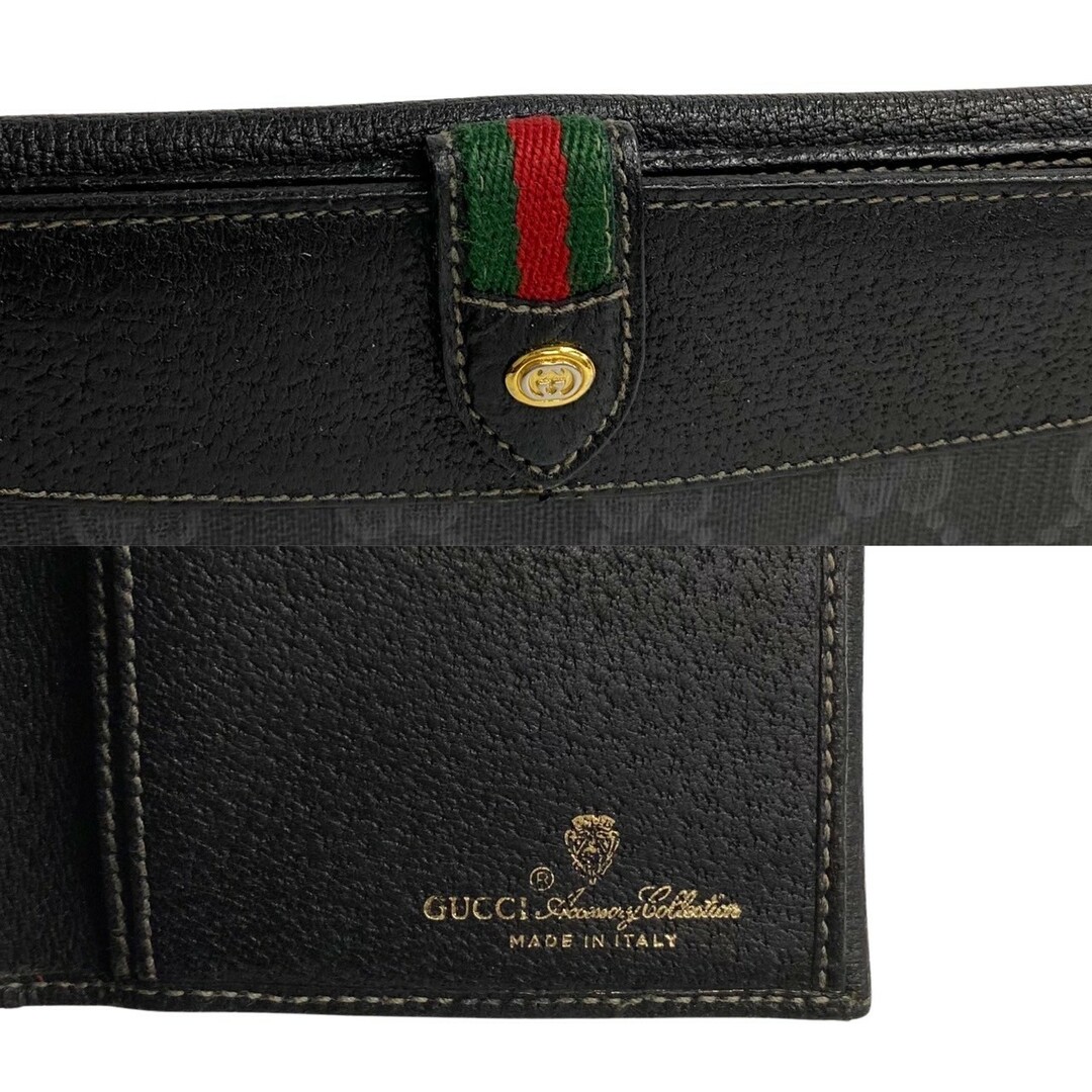 Gucci(グッチ)の極 美品 GUCCI グッチ オールドグッチ ヴィンテージ シェリーライン GG ロゴ 金具 レザー 二つ折り 長財布 ウォレット ブラック 31980 メンズのファッション小物(長財布)の商品写真