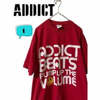 UKブランド　ADDICT アディクト　BEATS ペイント　Tシャツ　L(Tシャツ/カットソー(半袖/袖なし))