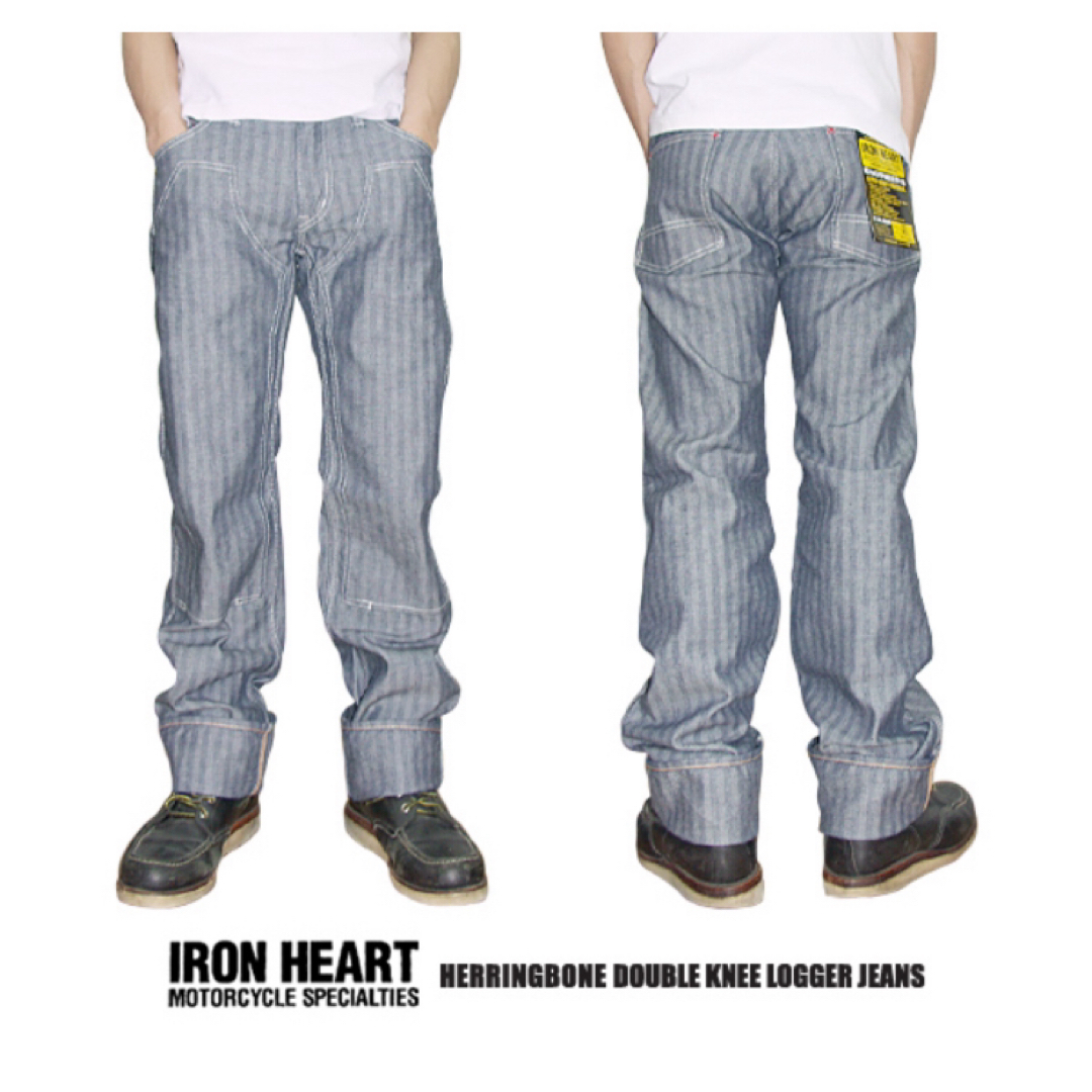 IRON HEART(アイアンハート)のiron heart アイアンハート　ダブルニー　ヘリンボーン　ロガージーンズ メンズのパンツ(デニム/ジーンズ)の商品写真