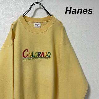 ヘインズ(Hanes)のHanes/ヘインズ スウェット 黄色 カラフル刺繍 コロラド州(スウェット)