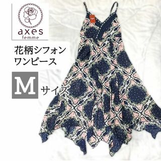 アクシーズファム(axes femme)の【新品未使用】axes femme 花柄 シフォン キャミソール ワンピース　M(ロングワンピース/マキシワンピース)