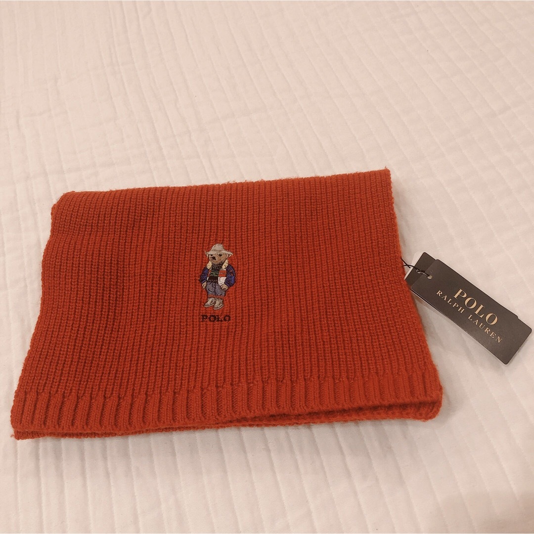 POLO RALPH LAUREN(ポロラルフローレン)のPOLO Ralph Lauren マフラー　ポロベア　レッド　赤色 レディースのファッション小物(マフラー/ショール)の商品写真