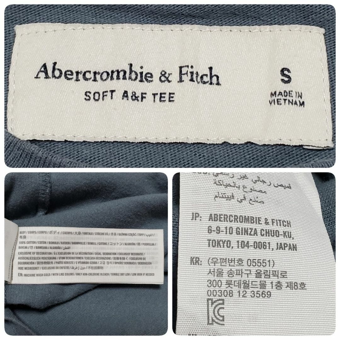 Abercrombie&Fitch(アバクロンビーアンドフィッチ)のAbercrombie＆Fitch　メンズ 半袖Tシャツ ブルーグレー　サイズS メンズのトップス(Tシャツ/カットソー(半袖/袖なし))の商品写真