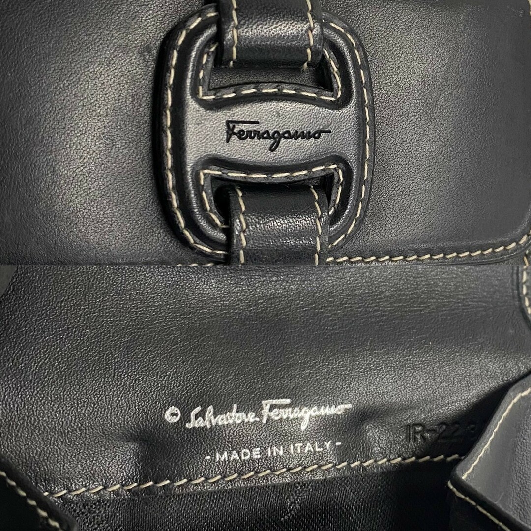 Salvatore Ferragamo(サルヴァトーレフェラガモ)の極 美品 希少品 Salvatore Ferragamo サルヴァトーレフェラガモ ヴァラリボン ロゴ レザー 本革 コインケース 小銭入れ ブラック 18824 レディースのファッション小物(コインケース)の商品写真