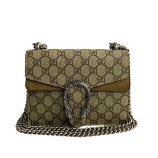 グッチ(Gucci)の極 美品 保存箱 袋付 GUCCI グッチ ディオニュソス GG レザー 本革 チェーン 2way ハンドバッグ ミニ ショルダーバッグ ブラウン 26656(ショルダーバッグ)