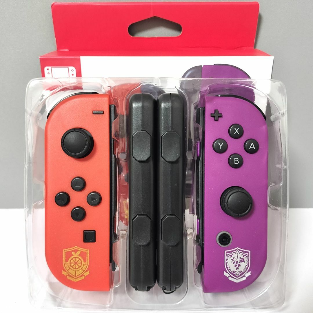 Nintendo Switch(ニンテンドースイッチ)の【新品】ストラップ付 ジョイコン Joy-Con レッド パープル カスタム エンタメ/ホビーのゲームソフト/ゲーム機本体(家庭用ゲーム機本体)の商品写真