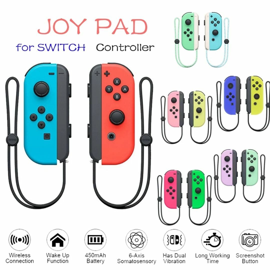 Nintendo Switch(ニンテンドースイッチ)の【新品】ストラップ付 ジョイコン Joy-Con レッド パープル カスタム エンタメ/ホビーのゲームソフト/ゲーム機本体(家庭用ゲーム機本体)の商品写真