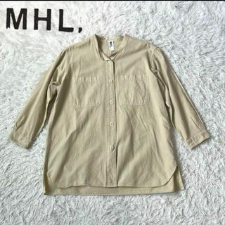 MHL マーガレットハウエル　ノーカラー　シャツ　チュニック　ベージュ　Ⅱ