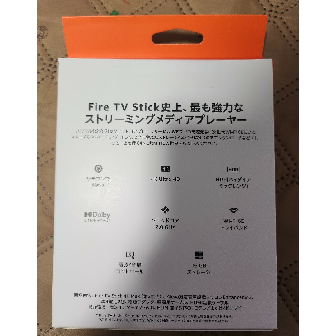 Amazon(アマゾン)のアマゾン Fire TV Stick 4K Max 第2世代 B0BW37QY… スマホ/家電/カメラのスマートフォン/携帯電話(その他)の商品写真