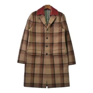 ヴァレンティノ(VALENTINO)のVALENTINO コート 48(L位) ベージュx茶(チェック) 【古着】【中古】(その他)