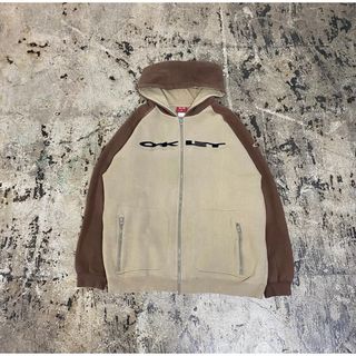 オークリー(Oakley)の90s OAKELY BOX POCKET ZIP HOODIE  赤タグ(パーカー)