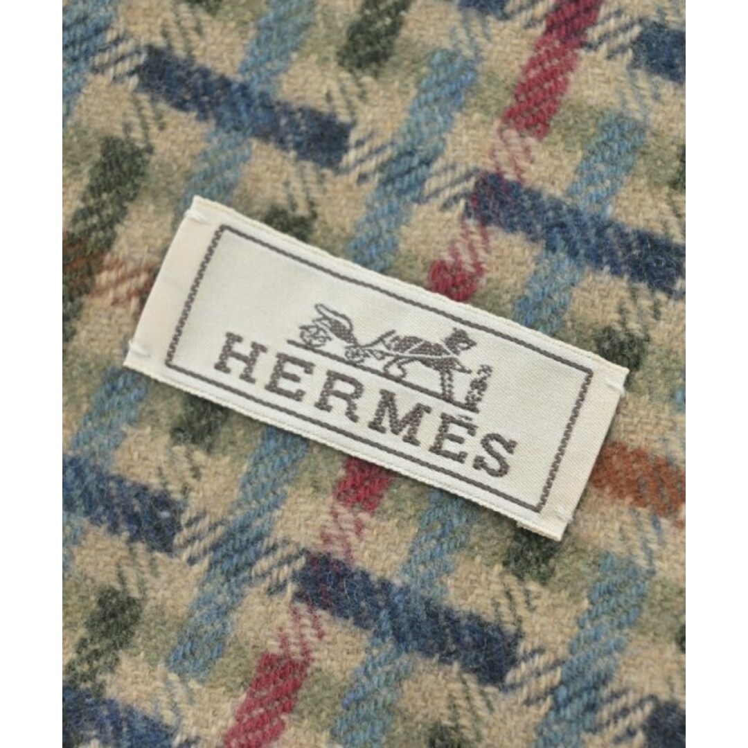 Hermes(エルメス)のHERMES エルメス マフラー - ベージュx青x赤等(総柄) 【古着】【中古】 メンズのファッション小物(マフラー)の商品写真