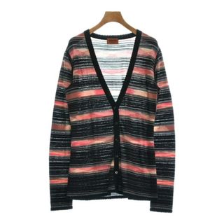 ミッソーニ(MISSONI)のMISSONI カーディガン 44(L位) 黒xピンクxベージュ等(ボーダー) 【古着】【中古】(カーディガン)