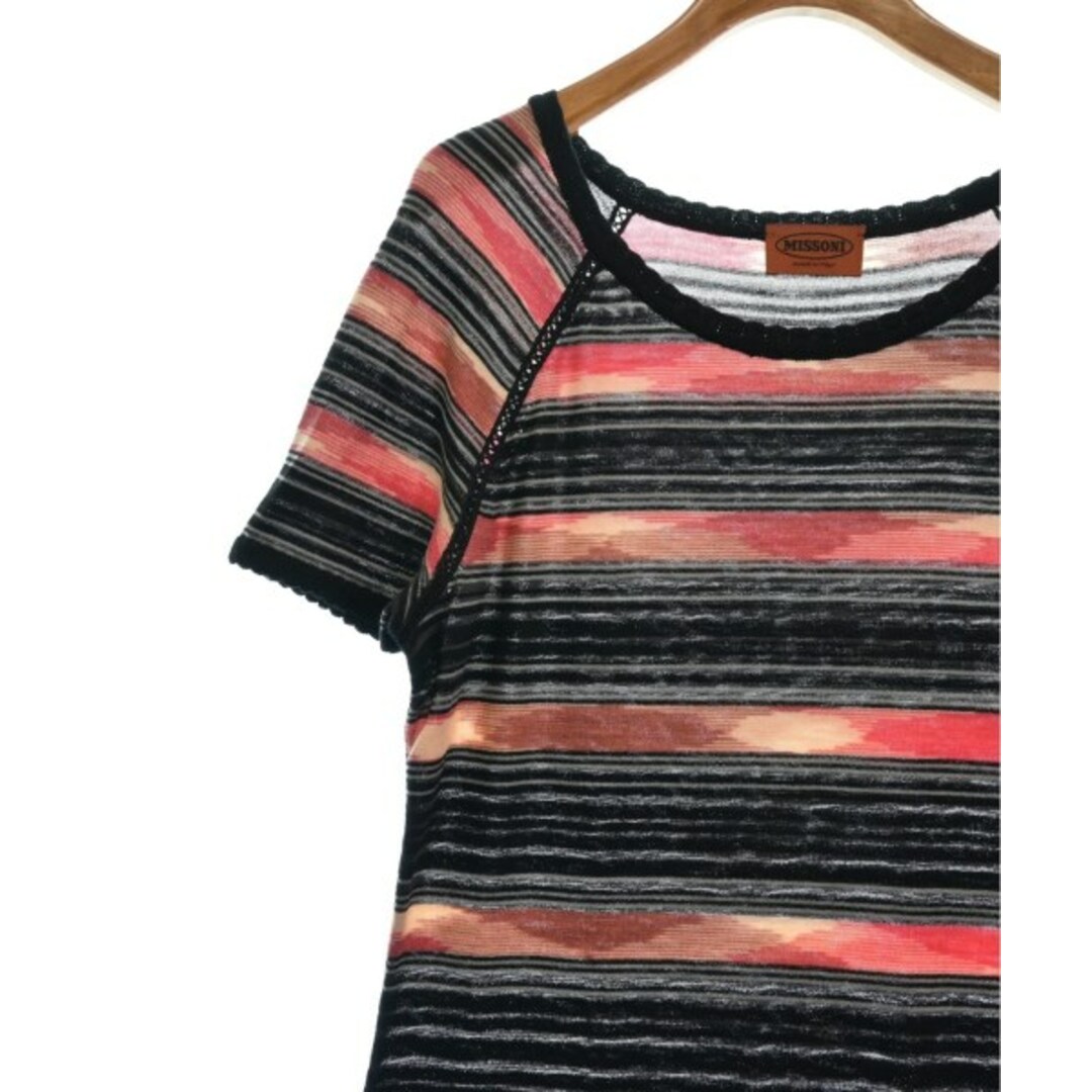 MISSONI(ミッソーニ)のMISSONI ワンピース 44(L位) 黒xピンクxグレー等(ボーダー) 【古着】【中古】 レディースのワンピース(ひざ丈ワンピース)の商品写真