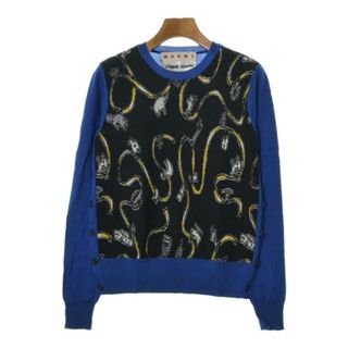 マルニ(Marni)のMARNI マルニ ニット・セーター 36(XS位) 青x黄等(総柄) 【古着】【中古】(ニット/セーター)