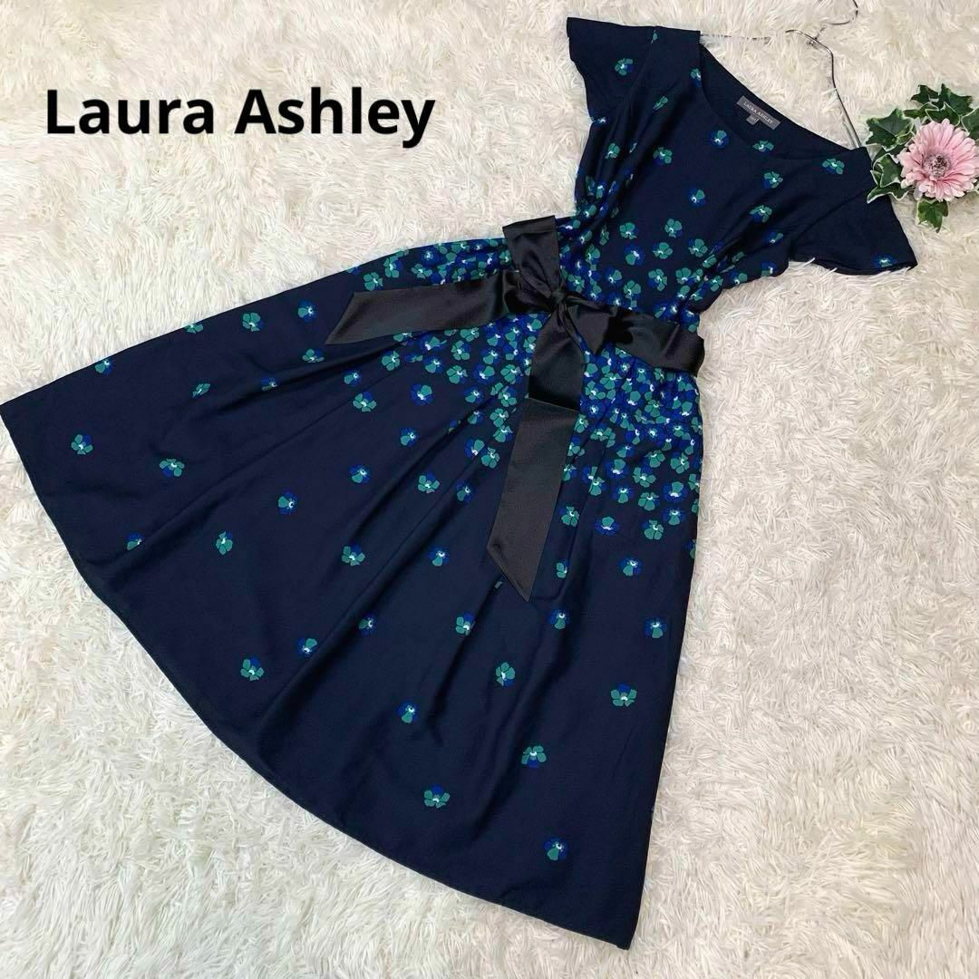 LAURA ASHLEY - 963.ローラアシュレイ：S ロングワンピース 花柄 A