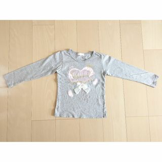 長袖Tシャツ　130 　春　女の子　おしゃれ　リボン　ラインストーン(Tシャツ/カットソー)