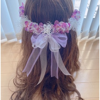 ラプンツェルハーフアップ髪飾り♡紫 挟むタイプ(ヘアピン)