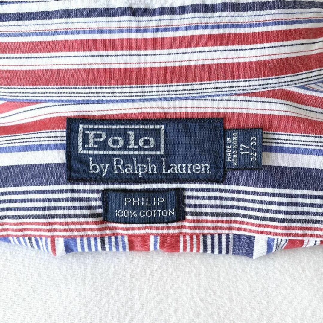 POLO RALPH LAUREN(ポロラルフローレン)のレア色★ポロラルフローレン　ストライプボタンダウンシャツ　ビッグ　赤青　XXL メンズのトップス(シャツ)の商品写真