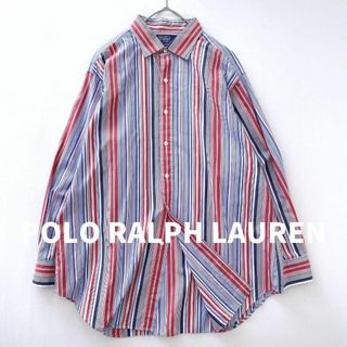 ポロラルフローレン(POLO RALPH LAUREN)のレア色★ポロラルフローレン　ストライプボタンダウンシャツ　ビッグ　赤青　XXL(シャツ)