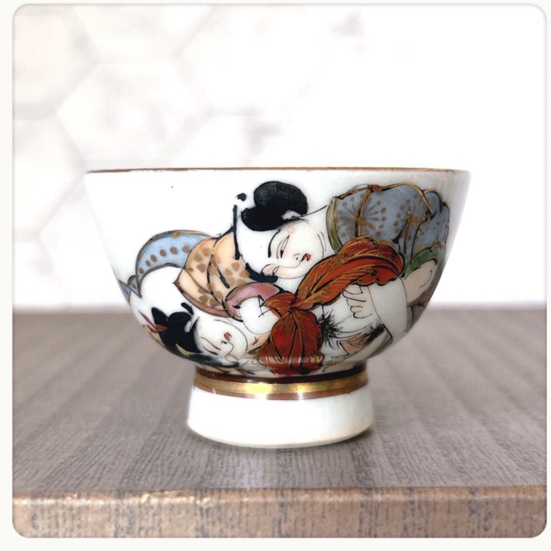 時代 枕絵 浮世絵 艶絵 春画 お猪口 5客セット盃 骨董 古美術 時代 枕絵 浮世絵 艶絵 春画 お猪口 5客セット盃 骨董 古美術