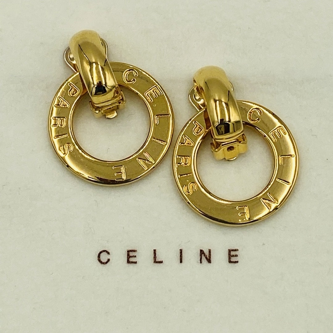 celine(セリーヌ)の★CELINE★ イヤリング ロゴ サークル リング フープ LD ゴールド レディースのアクセサリー(イヤリング)の商品写真