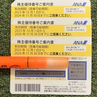 エーエヌエー(ゼンニッポンクウユ)(ANA(全日本空輸))の【最新 2024年11月30日搭乗迄】ANA株主優待券3枚(その他)