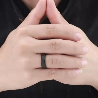 【お買い得】メンズ 指輪 ブラック 韓国　ユニセックス 21号(リング(指輪))