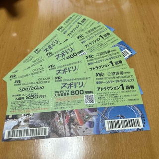 後楽園東京ドームシティアトラクションチケット4枚期限2024/4/30(遊園地/テーマパーク)