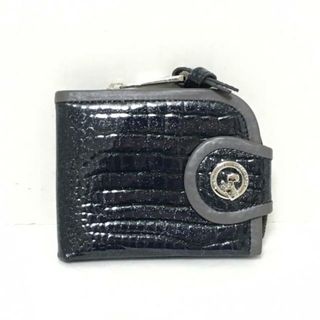 ペレボルサ(PELLE BORSA)のPELLE BORSA(ペレボルサ) 2つ折り財布 - ダークネイビー×ダークグレー 型押し加工/L字ファスナー エナメル（レザー）×レザー(財布)