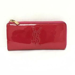 サンローラン(Saint Laurent)のYvesSaintLaurent(イヴサンローラン) 長財布 - レッド L字ファスナー エナメル（レザー）(財布)