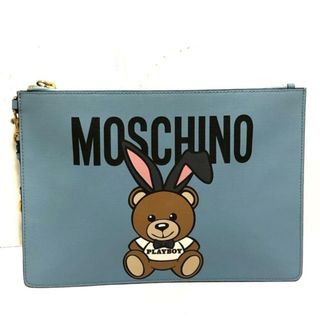 MOSCHINO - MOSCHINO(モスキーノ) クラッチバッグ美品  - 7A8421 ライトブルー×ブラウン×マルチ PLAYBOYコラボ PVC(塩化ビニール)