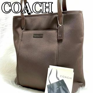 コーチ(COACH)のCOACH　コーチ　トートバッグ  ポリウレタン×レザー　ブラウン(トートバッグ)