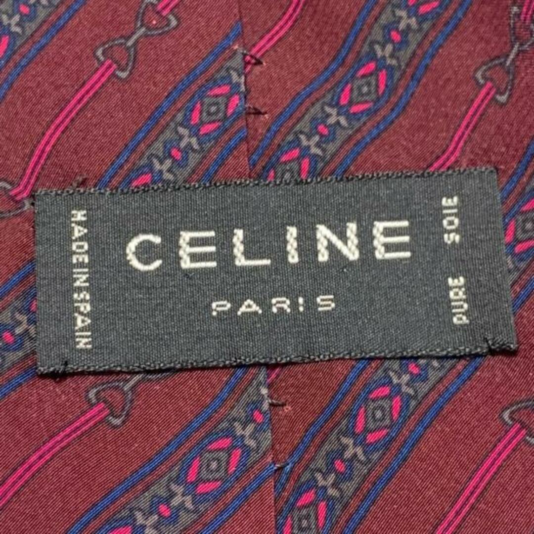 celine(セリーヌ)のCELINE(セリーヌ) ネクタイ メンズ - ボルドー×ダークネイビー×グレー レジメンタル メンズのファッション小物(ネクタイ)の商品写真