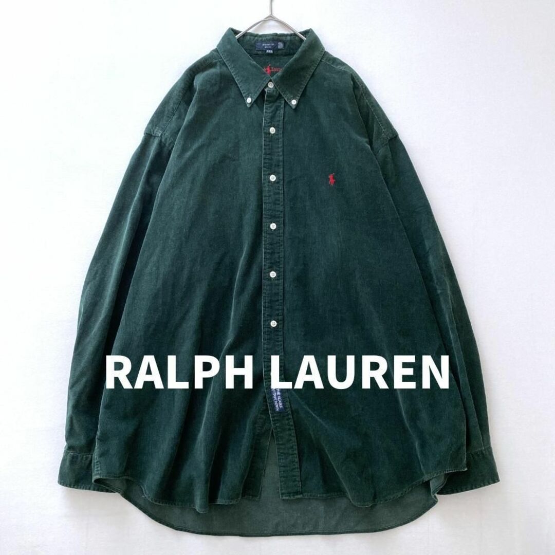 Ralph Lauren(ラルフローレン)のラルフローレン　ヴィンテージボタンダウンシャツ　コーデュロイ　グリーン　XXL メンズのトップス(シャツ)の商品写真