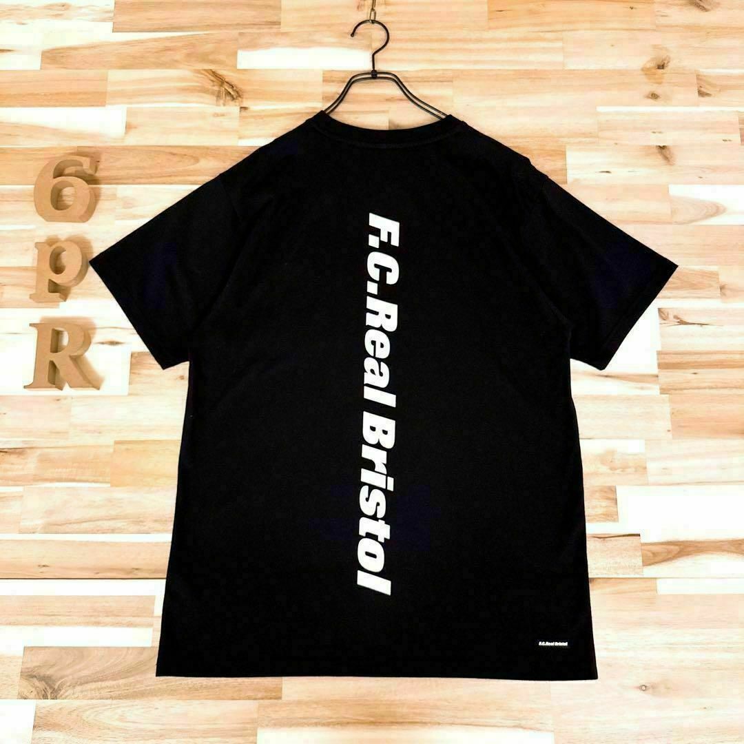 【エフシーレアルブリストル】バーチカル バック ロゴ 半袖Tシャツ M 黒×白