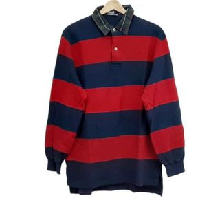 ポロラルフローレン(POLO RALPH LAUREN)のPOLObyRalphLauren(ポロラルフローレン) 長袖ポロシャツ サイズLL メンズ美品  - ダークネイビー×レッド×マルチ ボーダー(ポロシャツ)