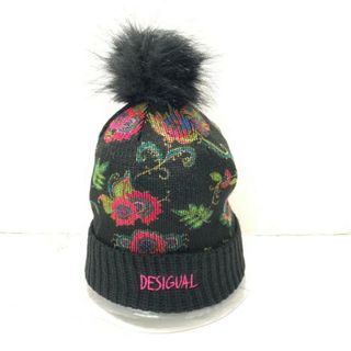 デシグアル(DESIGUAL)のDesigual(デシグアル) ニット帽 - 黒×マルチ ペイズリー柄 アクリル(ニット帽/ビーニー)